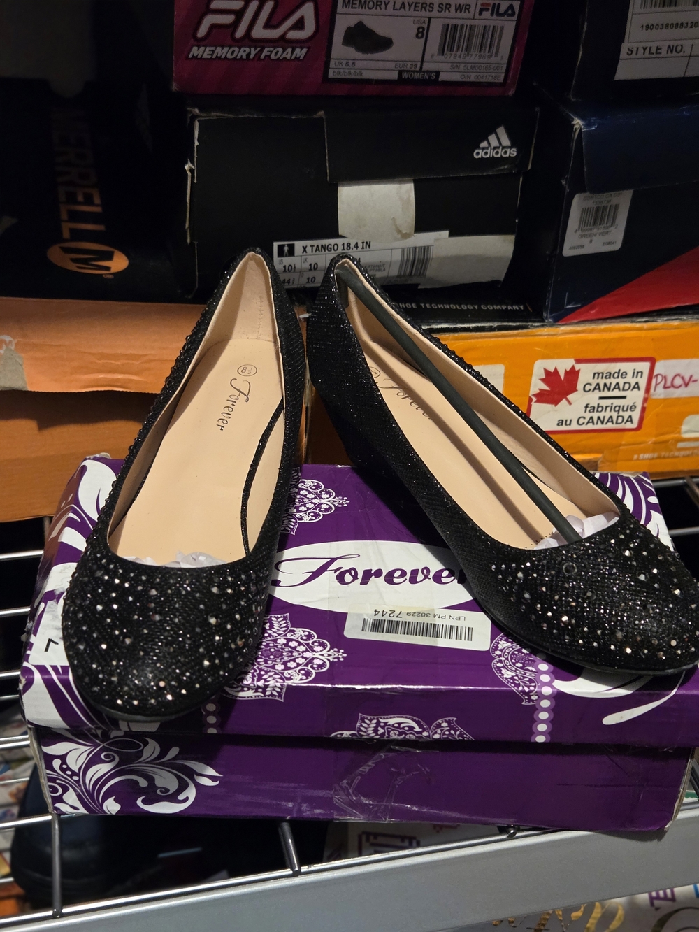 Brand New In The Box ....Forever  Sparkle Black Women's Ballet Flats